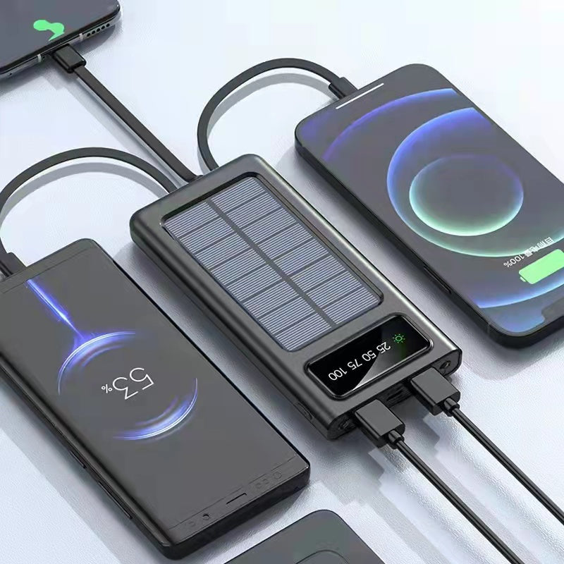 Solar Power Bank 20000CmAh, Fast Charging Built in Cable