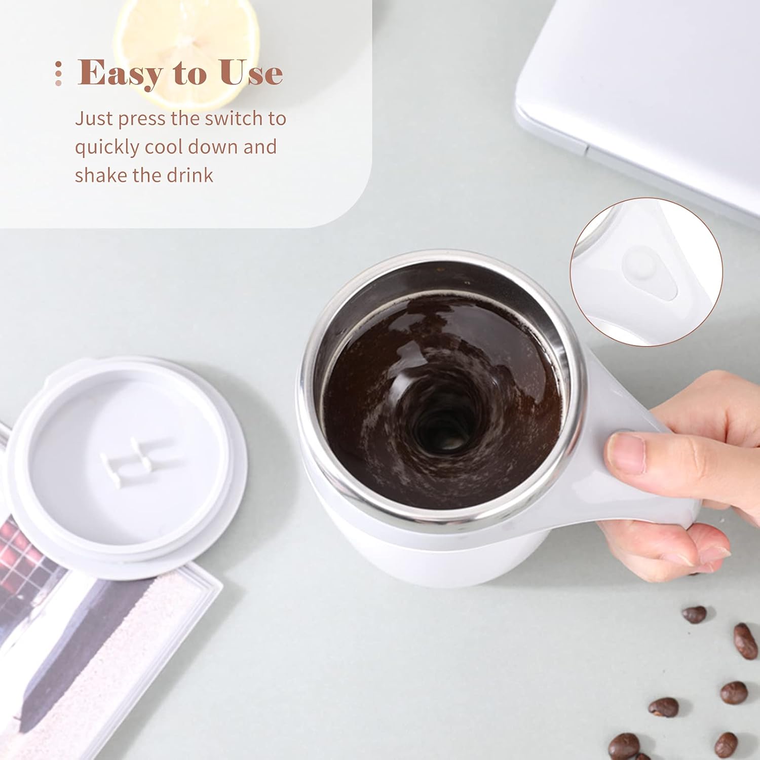 Self Stirring Mug with Lid
