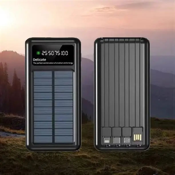 Solar Power Bank 20000CmAh, Fast Charging Built in Cable