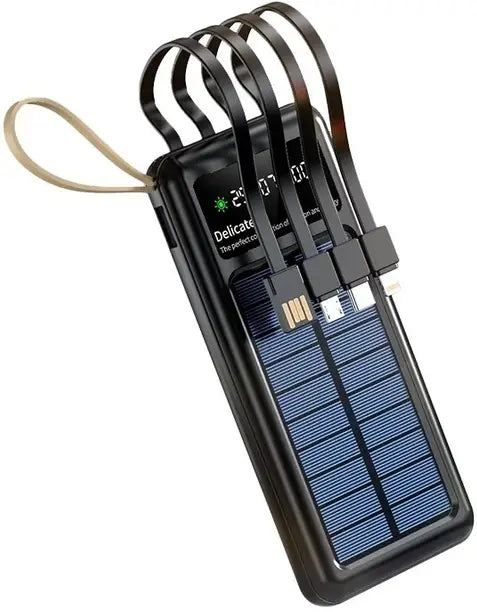 Solar Power Bank 20000CmAh, Fast Charging Built in Cable